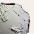 Tommy Hilfiger T-Shirt Herren klein weiß langärmelig Schreibweise Lgoo Baumwolle klassisch