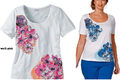 SHEEGO  T-Shirt Gr. 44/46 Blumendruck weiß/pink 306856  Neu