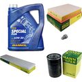MANN-FILTER Inspektionspaket MANNOL 5 L 10W-30 Special Plus für VW Sharan 2.0