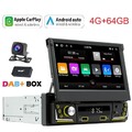 DAB+ 4+64G 1 DIN 7 Zoll Flip Out Android 14 Carplay Autoradio GPS WIFI FM BT KAM