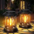 2Stk LED Solar Flamme Fackel Lampe Licht Flackernde Wasserdicht Garten Laterne
