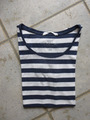 T-Shirt - Gr. 170 (fällt aus wie Gr. 36/38)- H&M - blau-weiß