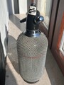 Vintage Soda Siphon Glas Seltzer Flasche H36cm • Syphon Wassersprudler mit Metal