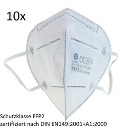 10 x FFP2 Atemschutzmaske Mundschutz 4-lagig CE2834 zertifiziert Maske Mund Nase