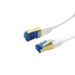 ProfiPatch Patchkabel Cat.7 Rohkabel RJ45 PiMF Netzwerk DSL LAN TV 10GB weiß 20mKontakte+Stecker VERGOLDET! TOP-Qualität mit TESTREPORT