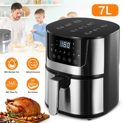 7L 2400W Heißluftfritteuse Fritteuse Heißluft Digitale Edelstahl Air Fryer XXL