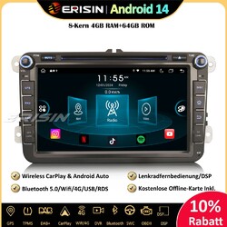 8" OPS Android 14 Autoradio GPS DAB+ Für VW Golf 5/6 Polo Passat Tiguan T5 Caddy8-Kern√4GB+64GB√CarPlay√Canbus√Wifi√OPS√DVD√BT√RDS√SWC√