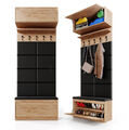 Garderoben Set mit Garderobenpaneel Schuhschrank Hängeschrank 100 cm Eiche Holz