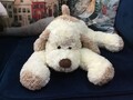 Marks & Spencer M&S Halsband creme beige Hund rote Knochen weiches Plüschtier GROß COSIES