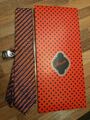 Schicke Ascot Krawatte aus reiner Seide orange/dunkelblau gestreift 7,5cm breit