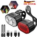 LED Fahrradlicht Set Fahrradbeleuchtung USB Scheinwerfer Vorne Hinten Lampe IPX5