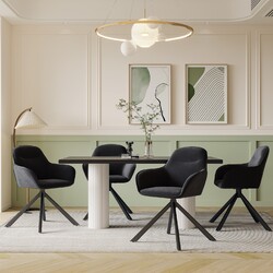 Esszimmerstühle 2/4/6er Set Polsterstuhl Samt Küchenstuhl Drehstuhl Schwarz