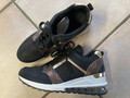 NEUW DAMEN-SNEAKER Gr.40 SCHW./BRAUN/GOLD TRENDY SOHLE:WEIß SCHNÜRER NEUWERTIG