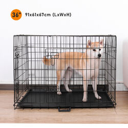 Hundebox Hundekäfig Transportbox Gitterbox Hund Welpe Drahtkäfig Metall Faltbar✔️Zwei-Tür-Kistenfunktionen ✔️36/42/48 Zoll ✔️klappbar