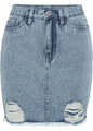 Jeansrock aus Bio- Baumwolle Gr. 40 Blue Bleached Washed Mini Freizeit-Skirt Neu
