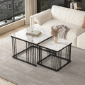 Couchtisch 2er Set Moderne Nesting Beistelltisch Hochglanz Marmoroptik Satztisch