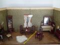 antike Gottschalk Puppenstuben-Möbel, Sitzgruppe, 2 Stühle und 1 Tisch, 4#150