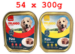 ORLANDO ADULT Hundefutter Pate mit Huhn -  Rind 54 X 300 g,  16,200 kg