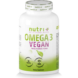 Omega 3 Vegan Kapseln aus Algenöl - Nutri + hochdosiert mit EPA & DHA Fettsäuren⭐⭐⭐⭐⭐ hochdosierte Kapseln ohne Fischöl & Gelatine