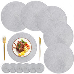 12er Set Rund 6 Tischsets Platzsets Abwaschbar mit 6 Untersetzer Platzdeckchen