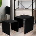 Beistelltisch Wohnzimmertisch Couchtisch Glastisch Ablage Deko schwarz 2er Set