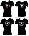 Neu Converse T-SHIRT ALL STAR Damen Muskelshirt Kurzarm Shirt mit Logo Motiv