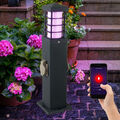 Außenstehleuchte Gartenlampe Sockellampe dimmbar Steckdosen Smart LED Sprach App