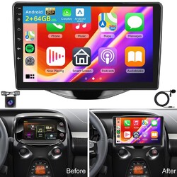 Android 15 Autoradio Carplay GPS Navi Für Toyota Aygo II Peugeot 108 Citroen C1
