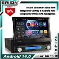 8-Kern Android 14 1 Din Autoradio GPS Navi CarPlay DAB+DSP IPS WiFi  32GB BT 5.0