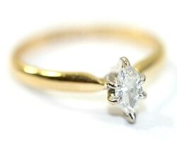 Magic Glo 14K YELLOW GOLD & Marquise-Cut DIAMOND Solitaire Ring: SIZE 7, .30 Ct