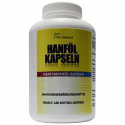 Pro Natural Hanföl Kapseln 180 Softgel-Kapseln 1000 mg Hanfsamenöl Omega-3, 6,9 