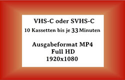VHS-C, SVHS-C Band digitalisieren als MP4 Format in  Full HD oder als Video DVD