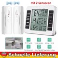 Funk Digital Kühlschrank Gefrierschrank Innen Außen Thermometer mit 2 Sensoren