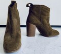 Zara Wildleder-Blockabsatz-Stiefelette, echtes Leder, Braun, Gr.37, Neuwertig