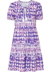 Tunika-Kleid mit Batikprint aus nachhaltiger Viskose Gr. 32/34 Lila Wollweiß Neu