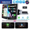 DAB+ 6+128G 8-Kern 4G Android 14 Carplay Autoradio 1 DIN 360° Drehbar Bildschirm