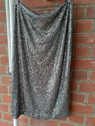 Paillettenrock, Esprit, silberfarben, knielang, gefüttert, Größe M