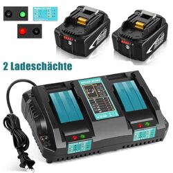 18V 6000mAh für Makita Akku BL1860B-2er Set BL1860 BL1860B Ersatzakku+ Ladegerät
