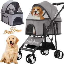 Hundebuggy Hundewagen 3 in 1 Hundebox Haustierwagen Transporttasche Faltbar XXL⭐ Bingopaw ⭐ mit Regenfeste Abdeckung ⭐Faltbar ⭐ DE ⭐
