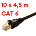 10 Stück! 4,5m Netzwerkkabel LAN CAT 6 Schwarz Gigabit STP Patchkabel Markiert
