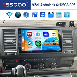 DAB+ 9" Carplay Android 14 128G für VW T6 Transporter Multivan Autoradio GPS KAM