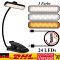 Leselampe LED Klemmleuchte USB Dimmbar Bettlampe Tischlampe Flexibel Aufladbar