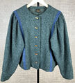 BOOS Damen Gr. 40 Trachtenjacke Tweed Wolle Janker grün blau Tracht Jacke 710