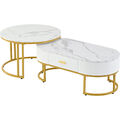 2er Set Beistelltisch Marmor-Optik Couchtisch Sofatisch Wohnzimmer Kaffeetisch