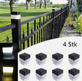 4X LED Solar Pfosten Säulenleuchte Zaun Solarlampe Kappen Auβen Gartenlicht DE