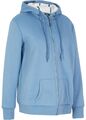 Sweat-Jacke mit Teddyfleece und Kapuze Gr. 44/46 Blau Damen Fleece-Jacke Neu*