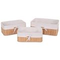 3er Set Aufbewahrungskorb MCW-C21, Korb Aufbewahrungsbox, Bambus naturfarben