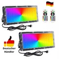 2Stk 50W LED Fluter Außen Strahler RGB Mits Fernbedienung Scheinwerfer Flutlicht