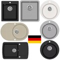 Granitspüle Küchenspüle Granit Siphon Einbauspüle Spülbecken rund eckig oval DE