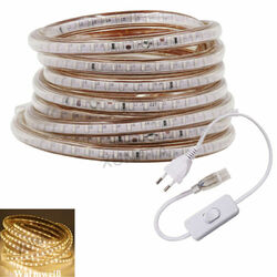 230V Dimmbar LED Stripe Streifen Netzstecker Lichtleiste Lichtband Wasserdicht